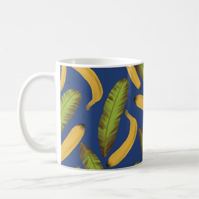 Mug Motif de feuille de banane bleu tropical (Gauche)