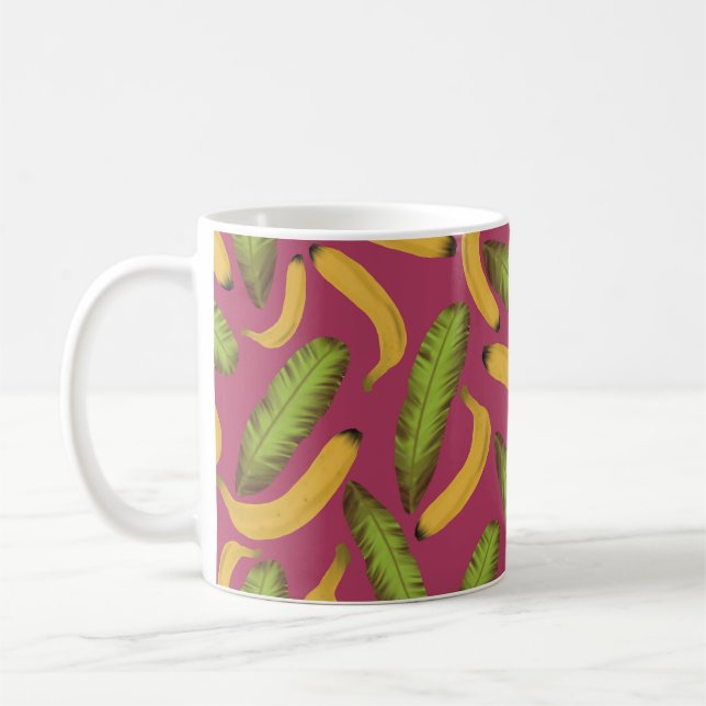 Mug Motif de feuille de banane rose tropicale (Gauche)