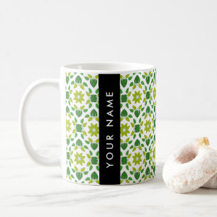 Mug Motif de feuille, Feuilles vertes, Votre nom