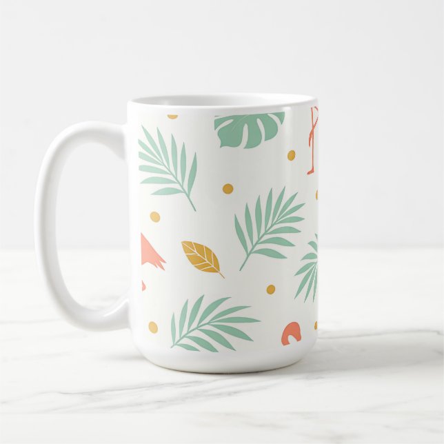 Mug Motif de feuille tropicale flamant corail (Gauche)