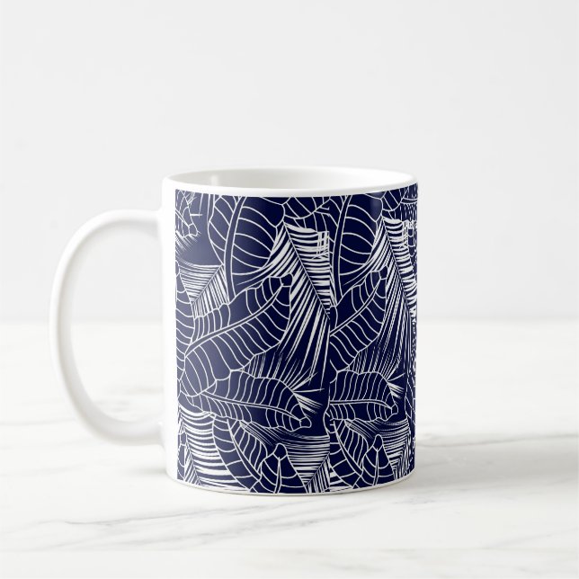 Mug motif de feuille tropicale sur l'arrière - plan bl (Gauche)