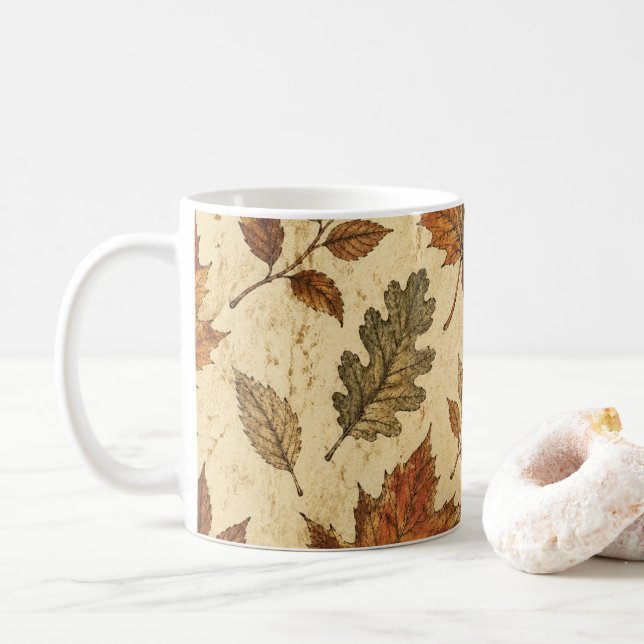 Mug Motif de feuilles d'automne – Botanique automnale  (Avec donut)