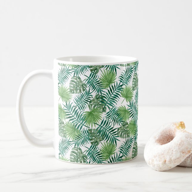 Mug Motif de feuilles de palmier modernes (Avec donut)