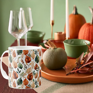 Mug Motif de feuilles de terre cuite et de sauge d'aut