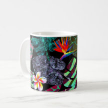 Motif de feuilles et de fleurs tropicales vibrante