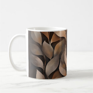 Mug 🍂 Motif de feuilles et de vignes en tons naturels