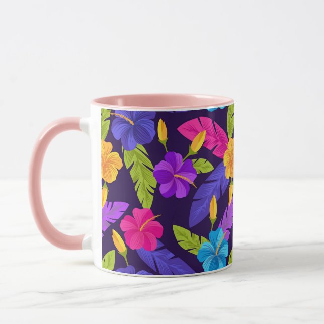 Mug Motif de feuilles et fleurs tropicales-23857 (Gauche)