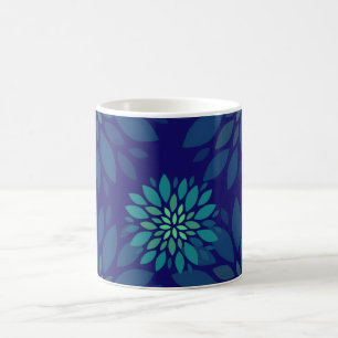 Mug Motif de feuilles florales bleu marine et vert mod