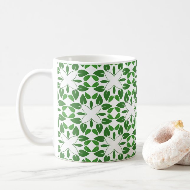 Mug Motif de feuilles, motif de feuilles, feuilles ver (Avec donut)