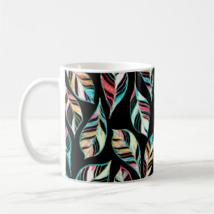 Mug Motif de feuilles sans couture. Dessin à la main c