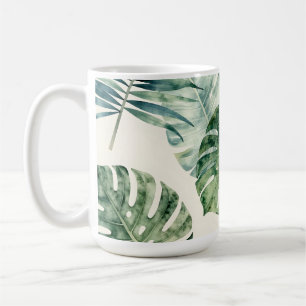 Mug Motif de feuilles tropicales aquarelle Monstera Pa