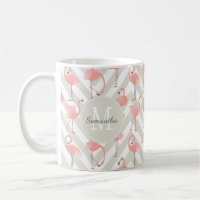 Motif de Flamants roses lunaires avec Monogramme