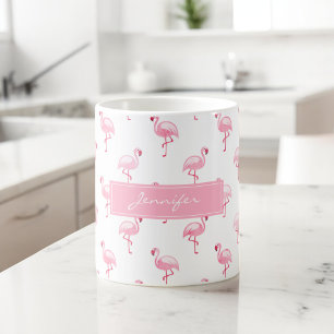 Mug Motif de flamingo rose tropicale sur blanc