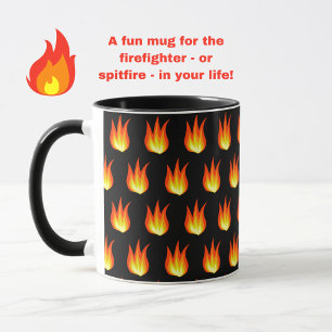 Mug Motif de flammes orange sur noir coloré