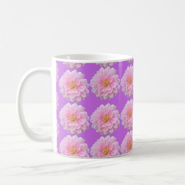 Mug Motif de fleur de dahlia rose pourpre (Gauche)