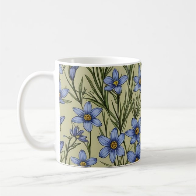 Mug Motif de fleur en laiton bleu (Gauche)