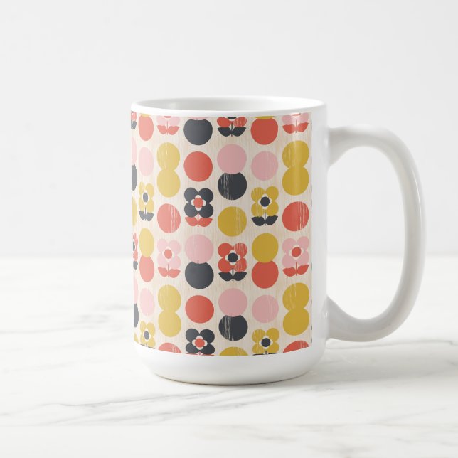 Mug Motif de fleur moderne de la moitié du siècle (Droite)