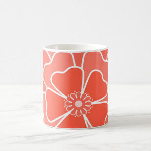 Mug Motif de fleurs abstraites orange