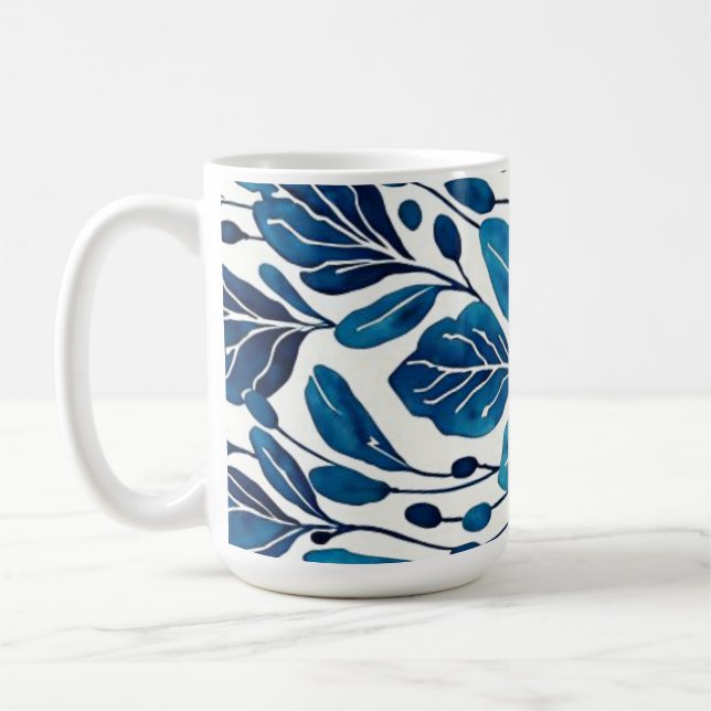 Mug Motif de fleurs bleu marine (Gauche)