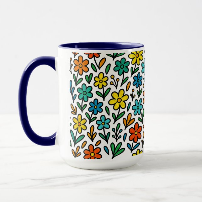Mug Motif de fleurs colorées  (Gauche)