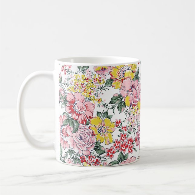 Mug motif de fleurs d'allotissement sur arrière - plan (Gauche)
