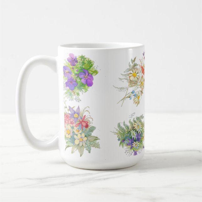 Mug Motif de fleurs de forêt à l'aquarelle (Gauche)