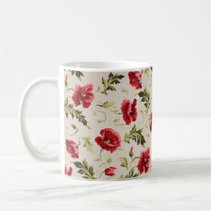 Mug Motif de fleurs de pavots rouges vifs vintage