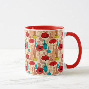 Mug Motif de fleurs, de vases et de bouteilles