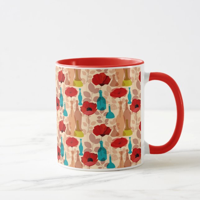 Mug Motif de fleurs, de vases et de bouteilles (Droite)