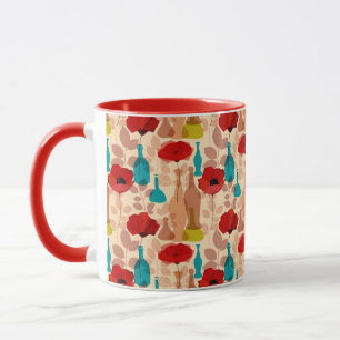 Mug Motif de fleurs, de vases et de bouteilles