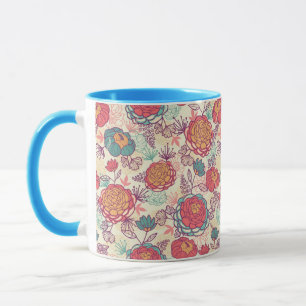 Mug Motif de fleurs et de feuille de pivoine