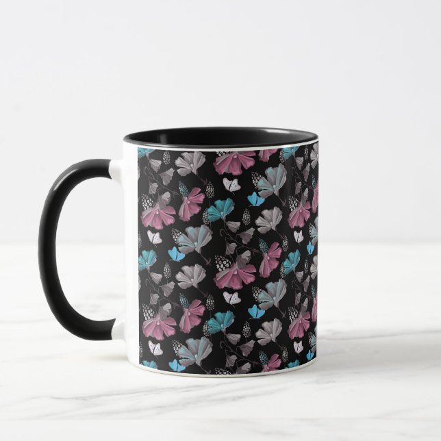 Mug Motif de fleurs et de papillons (Gauche)