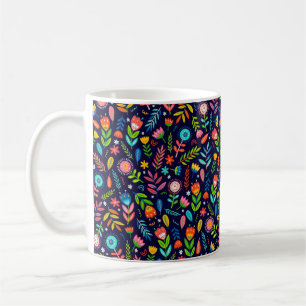 Mug Motif de fleurs exotiques et de feuilles peintes à