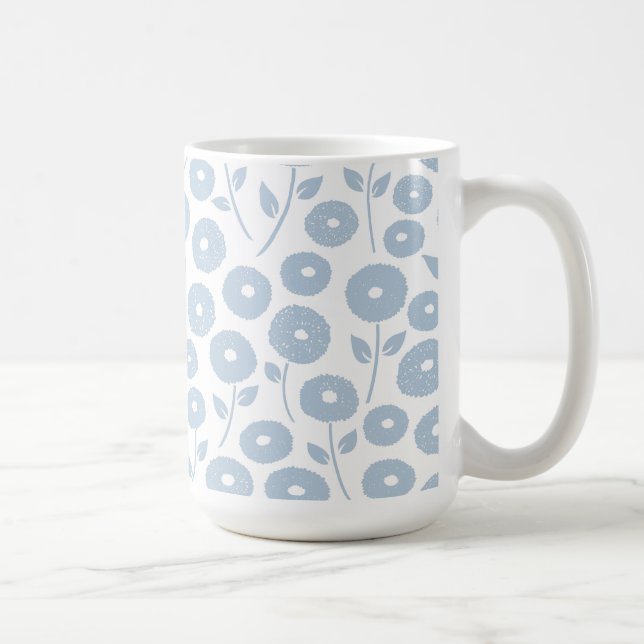 Mug Motif de fleurs floues bleu sur blanc (Droite)