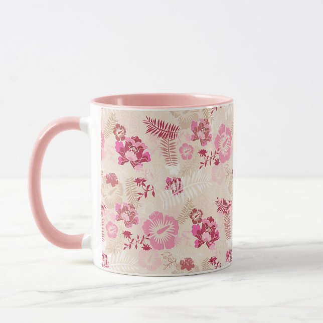 Mug Motif de fleurs modernes roses mignon (Gauche)