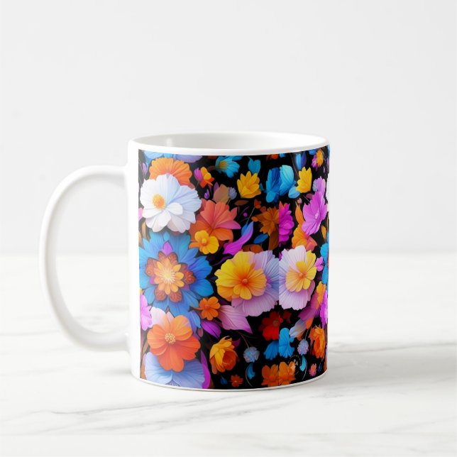 Mug Motif de fleurs multicolores (Gauche)