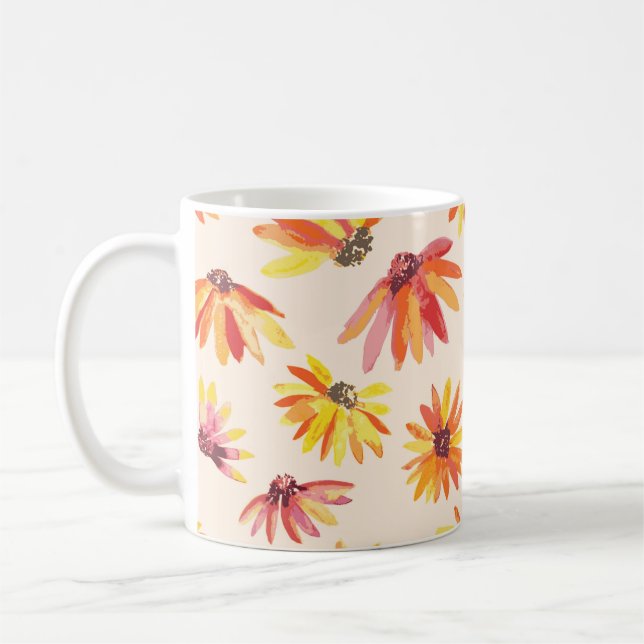 Mug Motif de fleurs orange peintes modernes (Gauche)