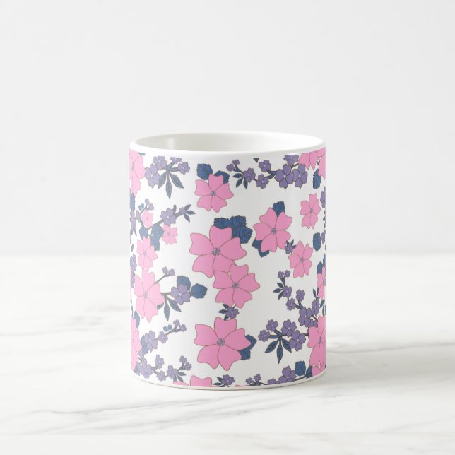 Mug Motif DE FLEURS ROSE ET PURPLE (Centre)