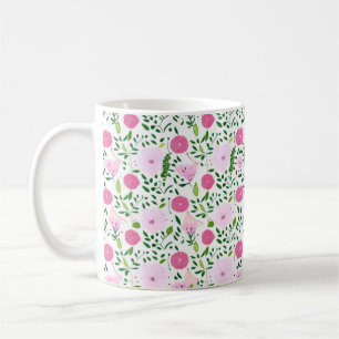 Mug Motif de fleurs roses et vignes vertes