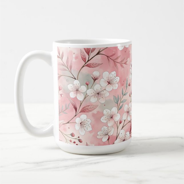 Mug Motif de fleurs Sakura rose (Gauche)