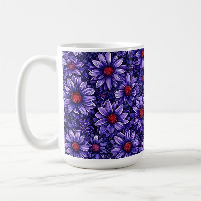 Mug Motif de fleurs stylisées violettes (Gauche)
