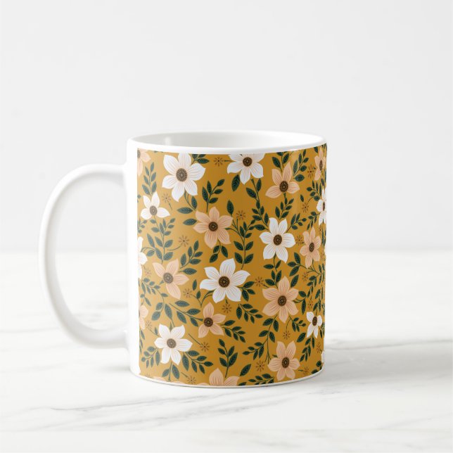 Mug motif de fleurs traditionnel transparent (Gauche)