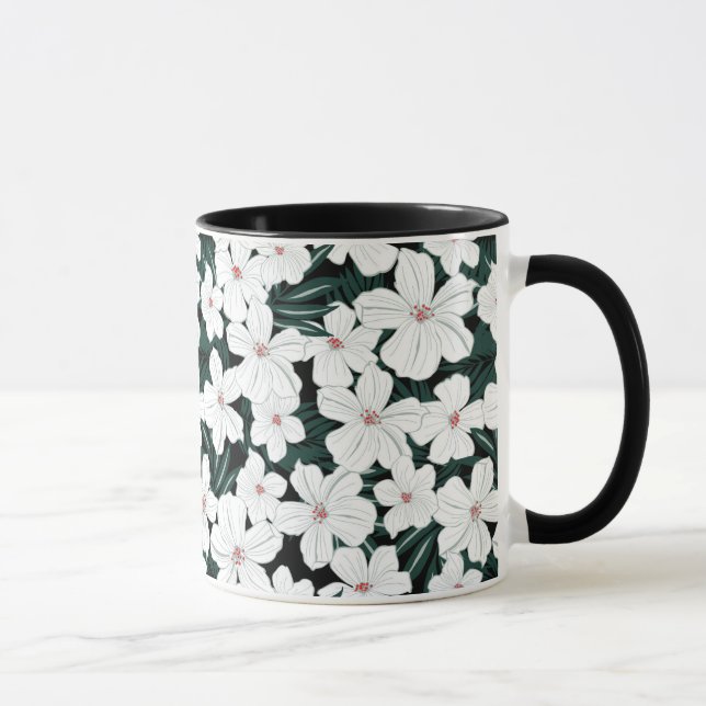 Mug Motif de fleurs tropical blanc (Droite)