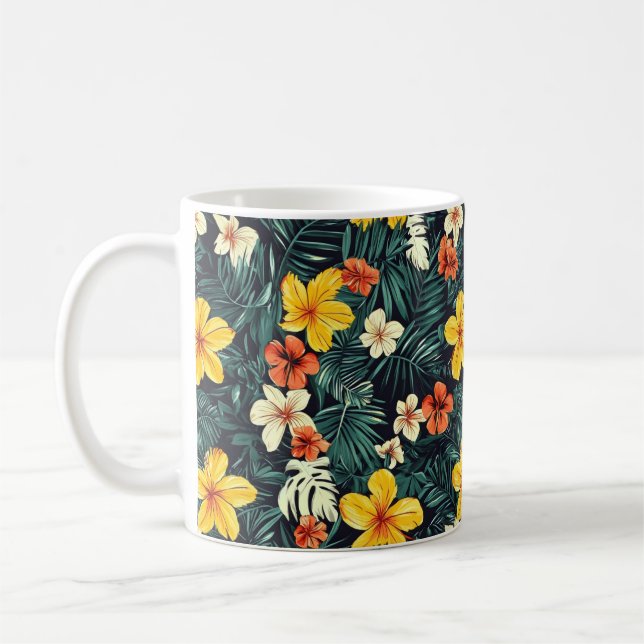 Mug Motif de fleurs tropicales jaunes (Gauche)