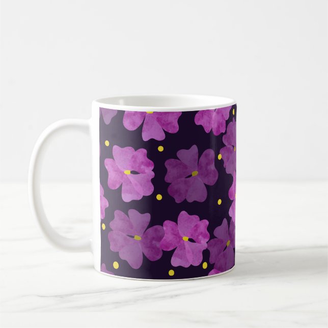 Mug Motif de fleurs violettes sans couture. Aquarelle  (Gauche)