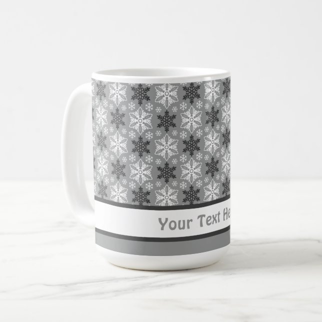 Mug Motif de Flocon de neige blanc gris clair (Devant gauche)