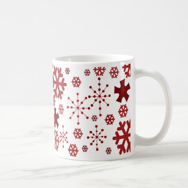 Mug Motif de flocon de neige de vacances rouge (Droite)