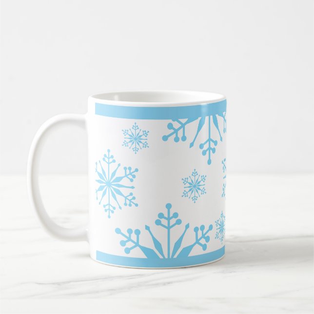 Mug Motif de flocon de neige en bleu. (Gauche)