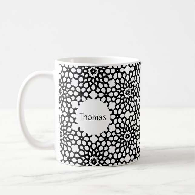 Mug Motif de flocon de neige noir et blanc (Gauche)