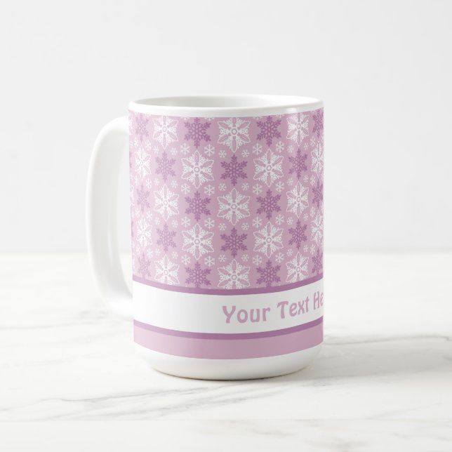 Mug Motif de flocon de neige rose et blanc d'hiver (Devant gauche)